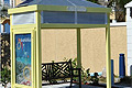 Custom Fabricated Bus Shelter with Sidelit Solar Powered Advertising Panel